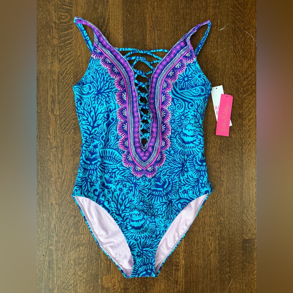 Lilly Pulitzer Isle Lattice one piece swimsuit, NWT, size 12